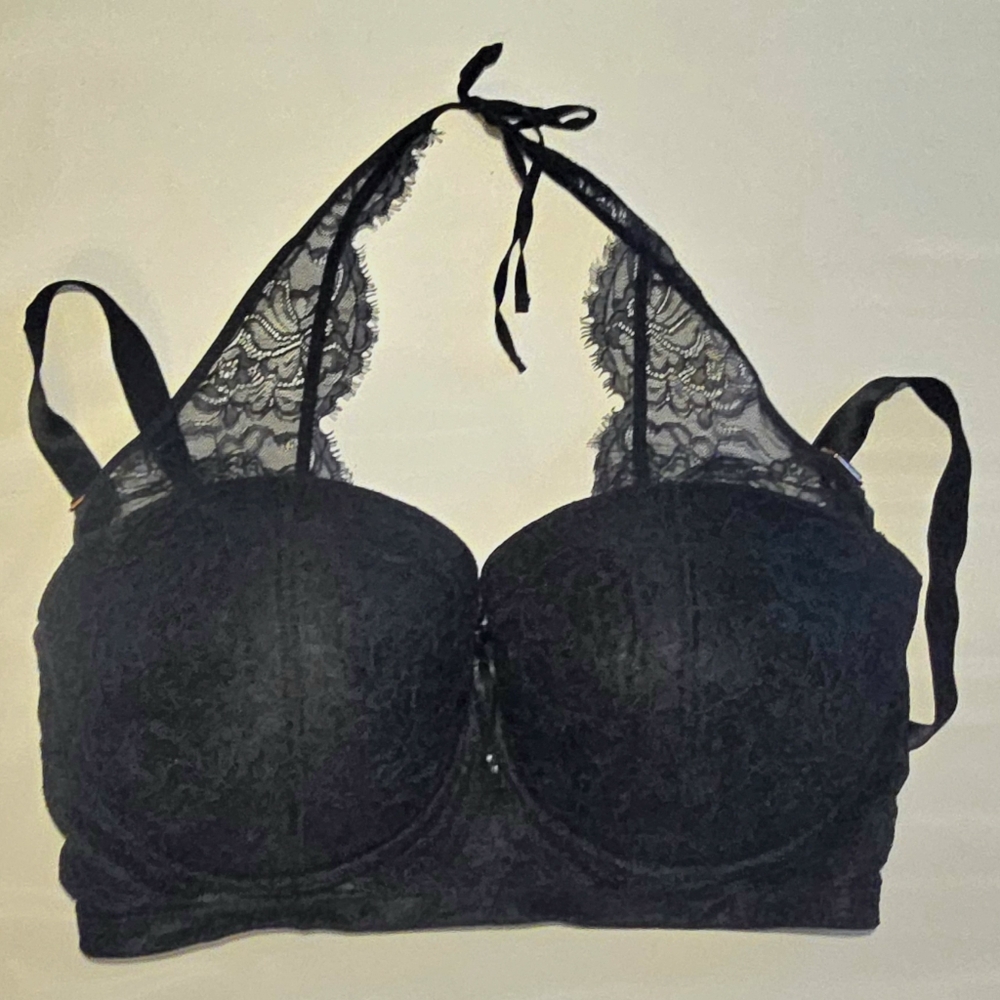 Lace Halter Bralette - Black
